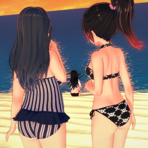 ThreeGirlsinaLineontheBeach.png